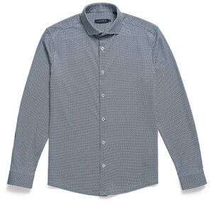 NWT APEX - Dark Navy Clasp Geometric Shirt | Button Up Collar Long Sleeve